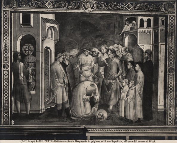 Brogi — PRATO - Cattedrale - Santa Margherita in prigione ed il suo Supplizio; affresco di Lorenzo di Bicci — insieme